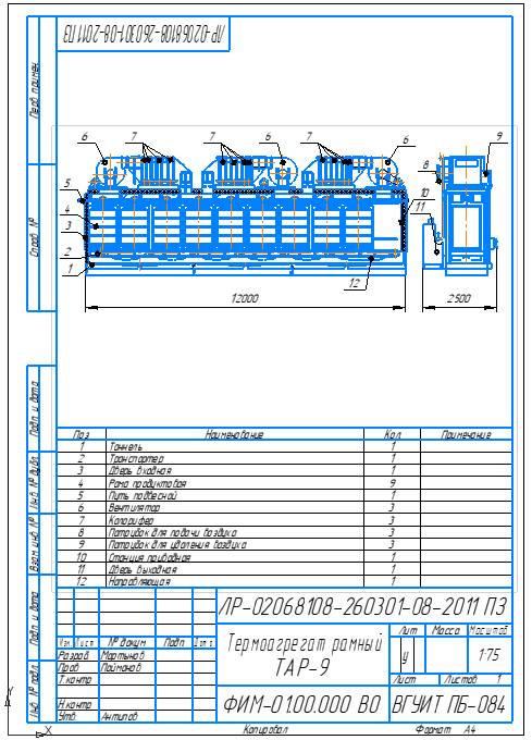 Чертеж Термоагрегат рамный ТАР-9