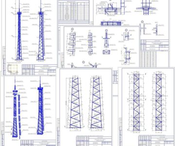 Чертеж Прожекторная мачта стальная  ПМС 24,0 (КМД чертежи)