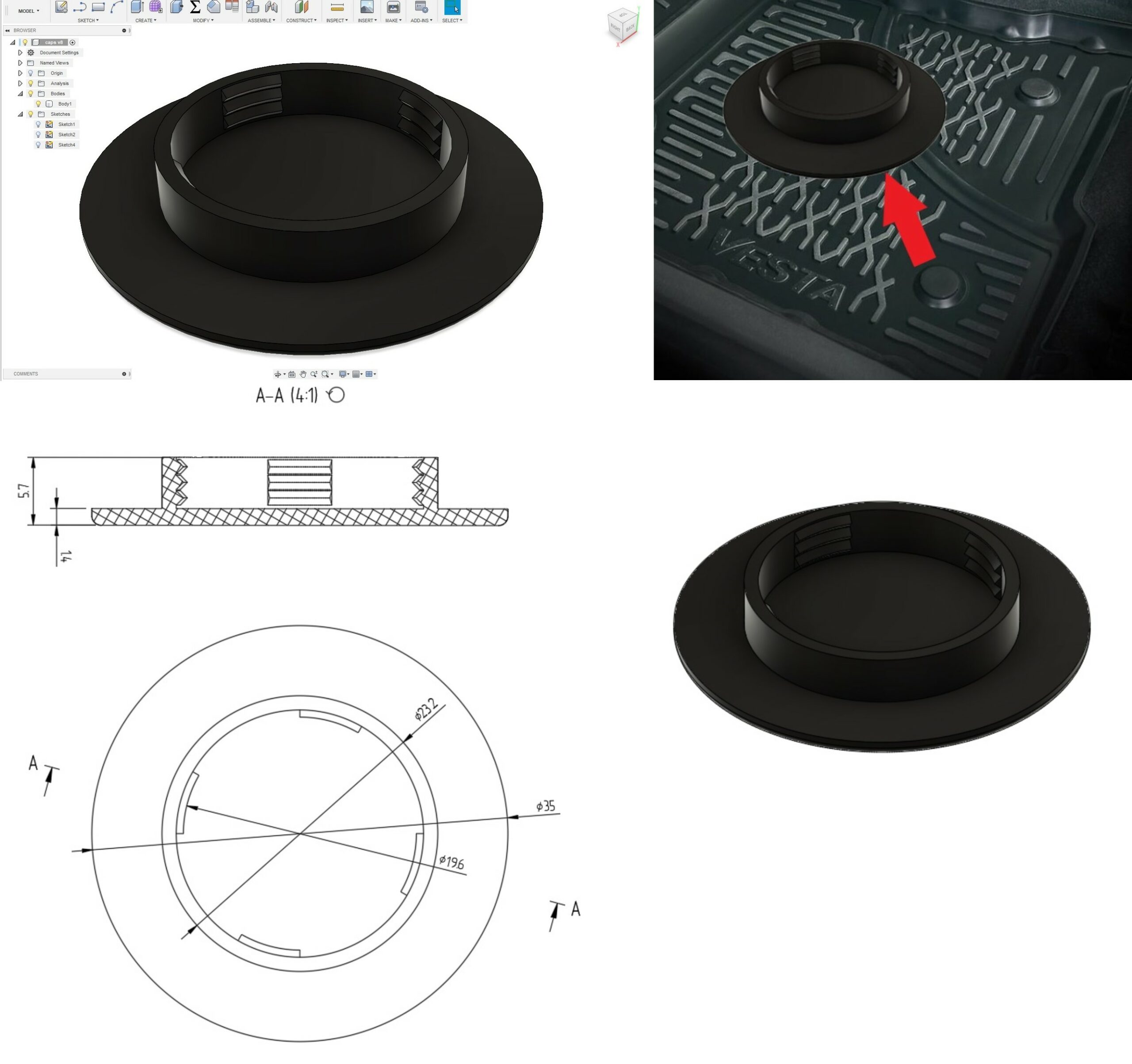 3D модель Крепление ковриков vesta