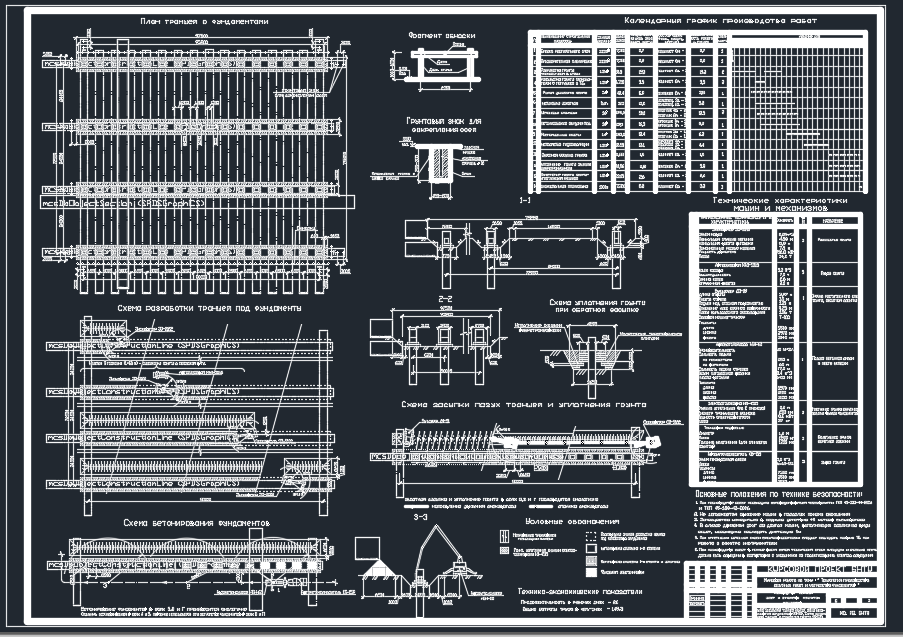 Чертеж Производство земляных работ и устройство монолитных фундаментов