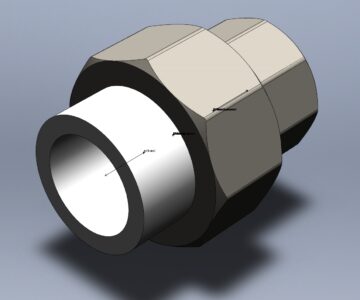 3D модель Муфта комбинированная внутренняя резьба/полипропилен (Американка) Ду15...Ду50