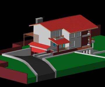 3D модель Коттедж разноуровневый