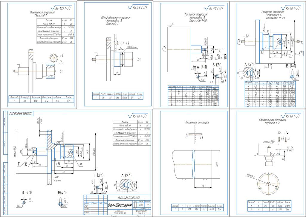 Чертеж Расчет операций для изготовления вала-шестерни для редуктора
