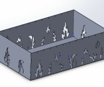 3D модель Корпус мангала с языками пламени 650х400х200 мм