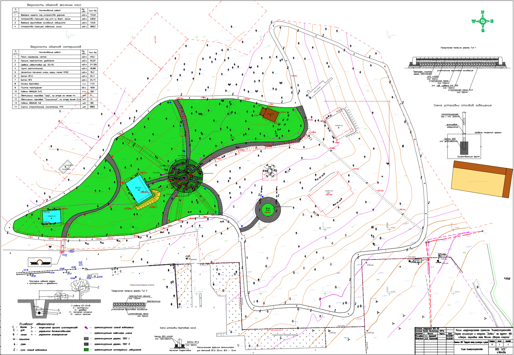 Чертеж Ген план благоустройства парка