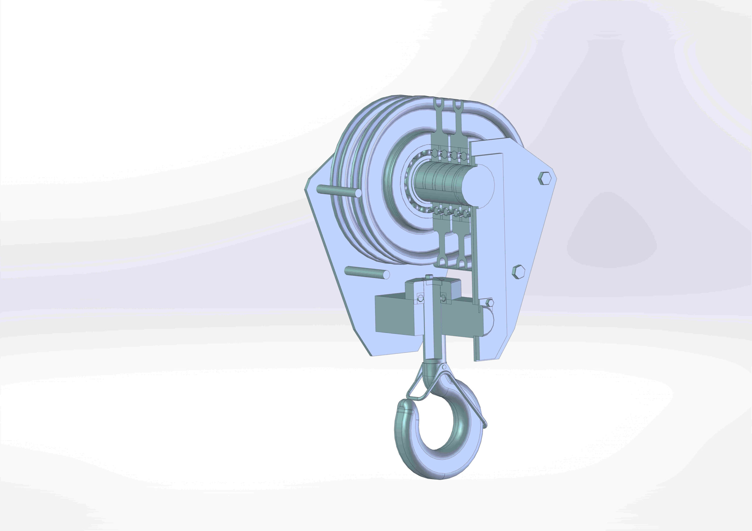 3D модель Подвеска крюковая крановая с 4 блоками