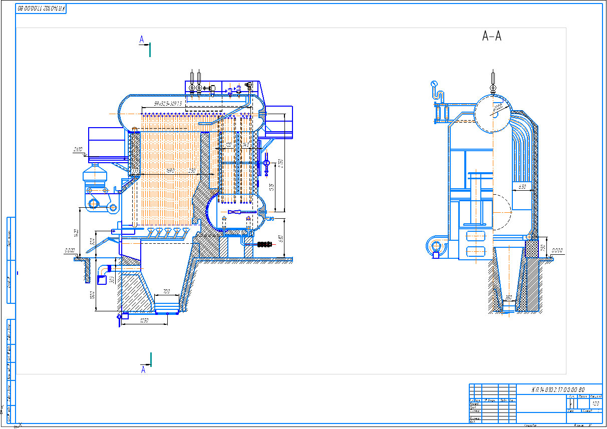 Чертеж Черетж котел КЕ 2,5-14