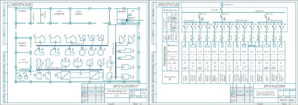Чертеж Проектирование ЭСН и ЭО механосборочного цеха серийного производства