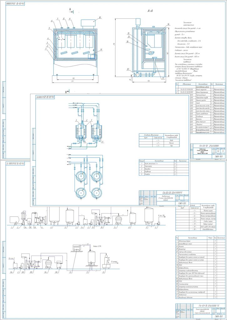 Чертеж Расчет заквасочника марки Г6-03-12 в линии производства кефира