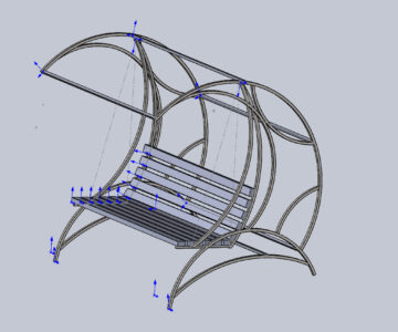 3D модель Качель садовая из профильной трубы 25*25*1,5 мм