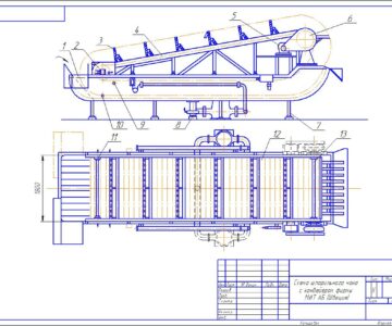 Чертеж Схема шпарильного чана с конвейером фирмы МИТ АБ (Швеция)