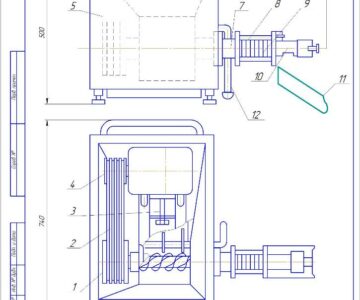 Чертеж Шнековый пресс для дообвалки мяса У-250