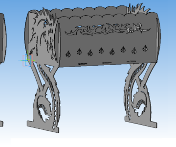 3D модель Мангал разборный "дракон" с резными ножками