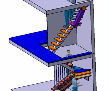 3D модель Лестничный марш в двухэтажном жилом доме