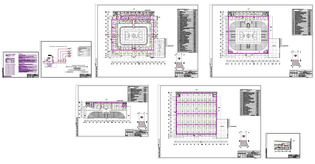 Чертеж Проект автоматической установки пожаротушения (АУПТ) в спортивном комплексе
