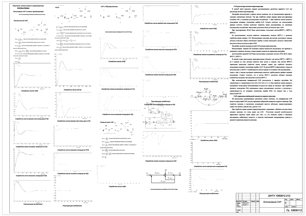 Чертеж Оптимизация САР регулятора питания барабанного котла