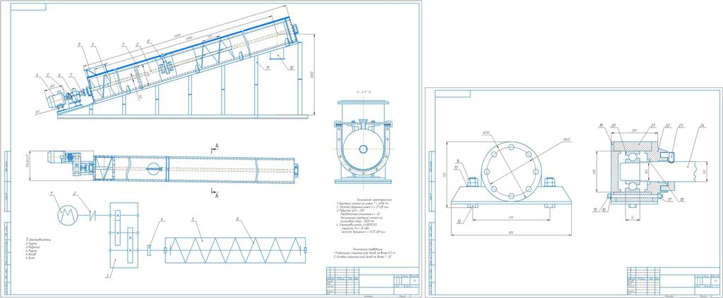 Чертеж Определение основных параметров винтового конвейера