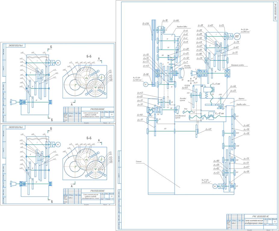 Чертеж Разработка кинематики и кинематической настройки главного привода резьбофрезерного станка