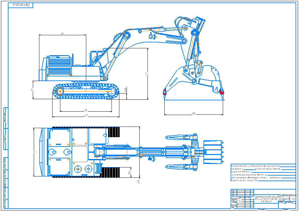 Чертеж Чертеж экскаватора ЭО-5124 с рыхлителем