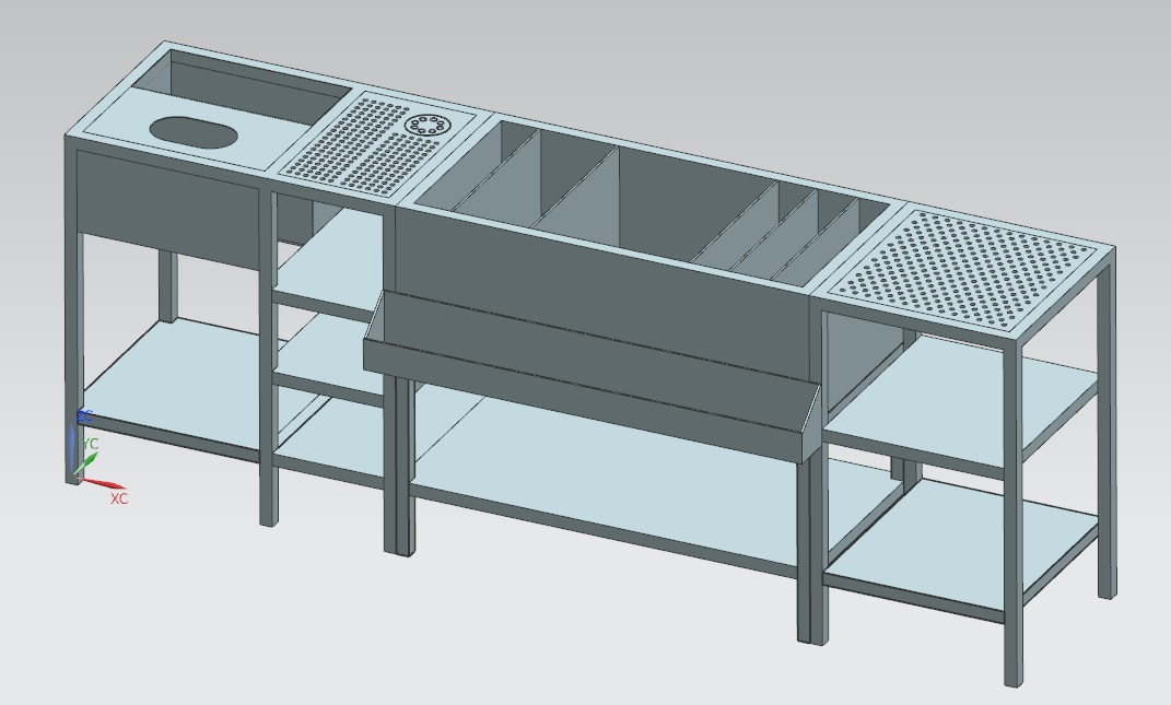 3D модель Станця Бармена (2300х500мм) 3D модель сборка в NX