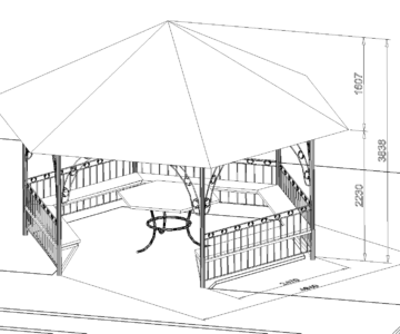3D модель Металлическая шестигранная беседка