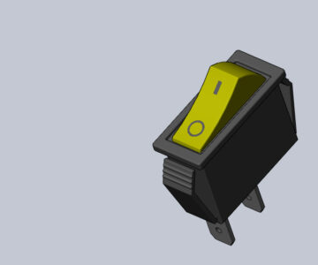 3D модель Переключатель с подсветкой ON-OFF IRS-101-1C3D (желтый), (15A 250VAC, 20A 12VDC)