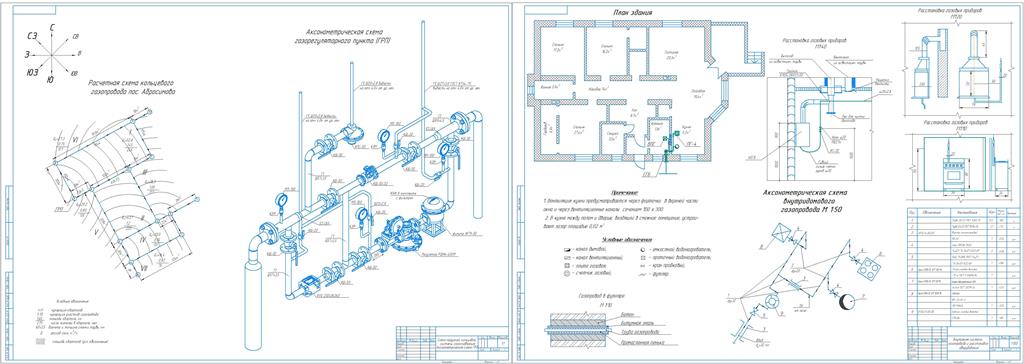 Чертеж Проектирование наружных и внутренней сетей газоснабжения