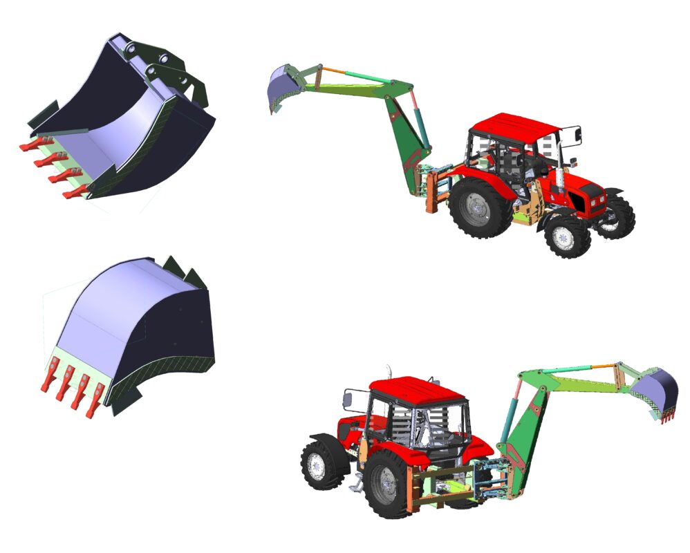 3D модель Ковш экскаваторного оборудования тракторов МТЗ