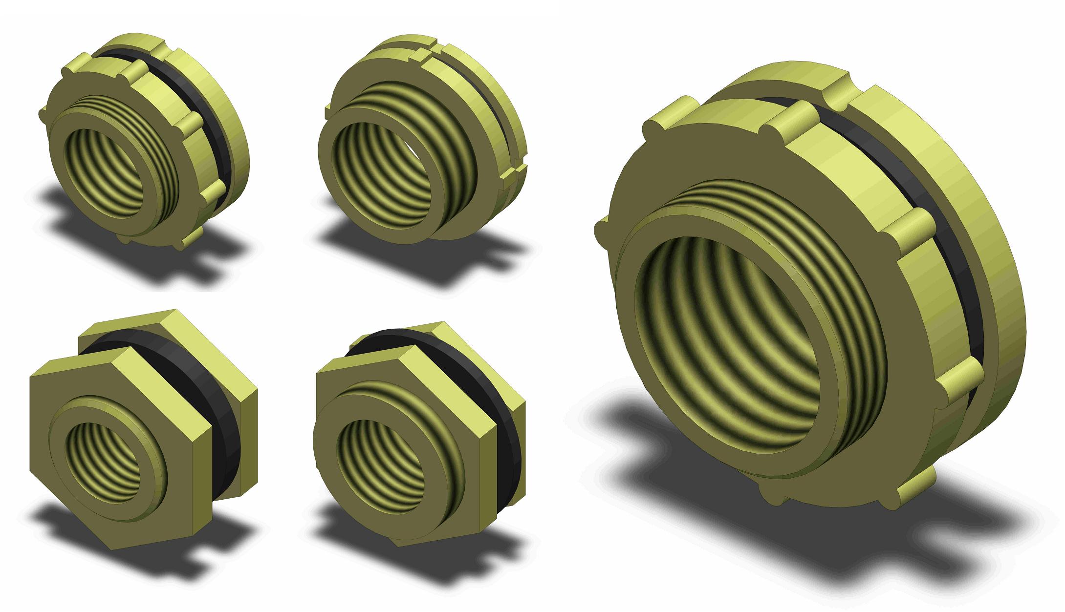 3D модель Врезки для емкости Dy15 G1/2, Dy32 G1 1/4, Dy40 G1 1/2, Dy50 G2, Dy80 G3