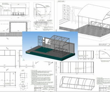 3D модель Велопарковка на 5 мест с навесом