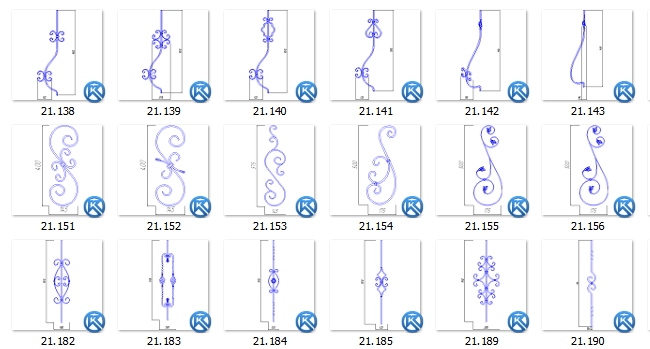 Чертеж Коллекция кованых элементов: Стойки и столбы