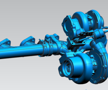 3D модель Система двухступенчатого наддува для дизельного двигателя 12 литров