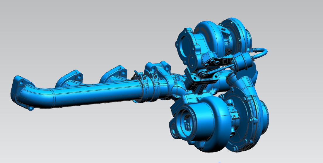 3D модель Система двухступенчатого наддува для дизельного двигателя 12 литров