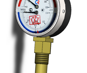 3D модель Термометр манометрический ТМТБ-31Р1 (0-120С) (0-0,4 МПа) G1/2