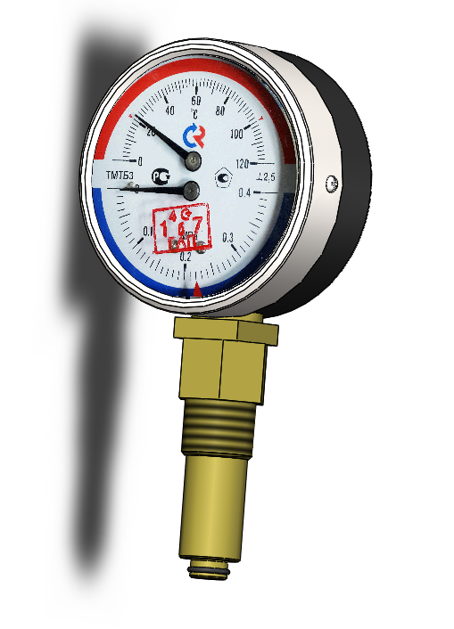 3D модель Термометр манометрический ТМТБ-31Р1 (0-120С) (0-0,4 МПа) G1/2