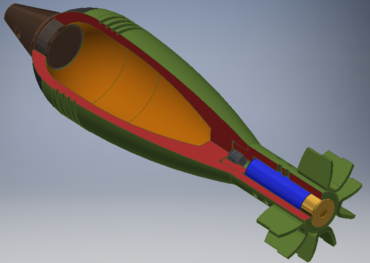 3D модель Разрезной макет артиллерийской мины калибра 82 мм