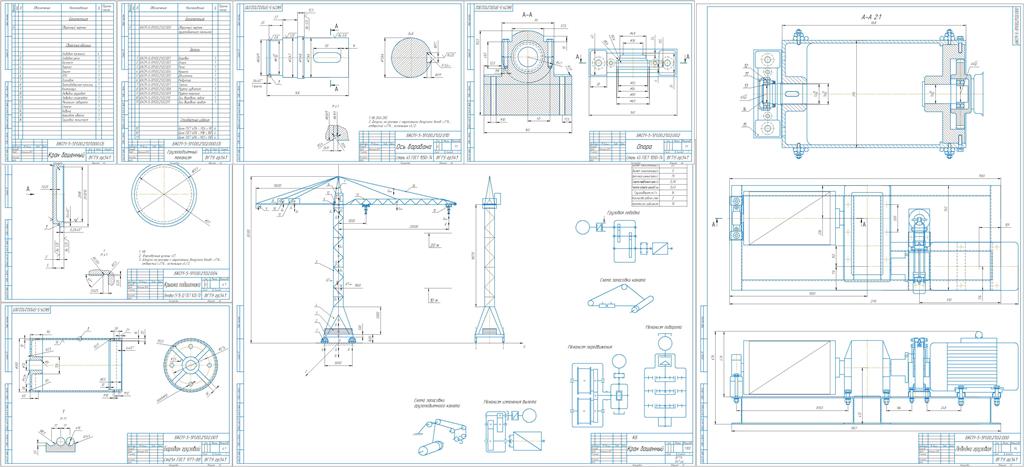 Чертеж Проектирование башенного крана грузоподъемностью 5 тонн