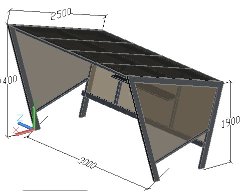 3D модель Павильон для курения из профильной трубы