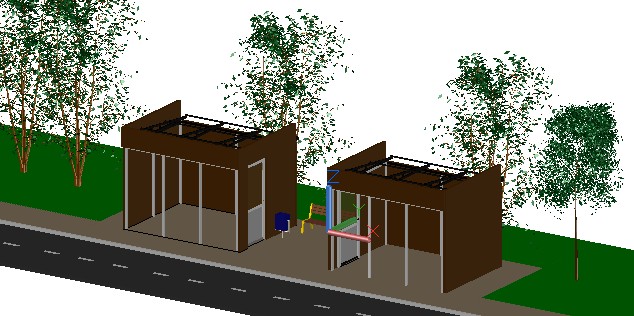 3D модель Остановка с магазином 3*4м