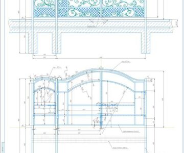 Чертеж Ворота распашные с элементами ковки