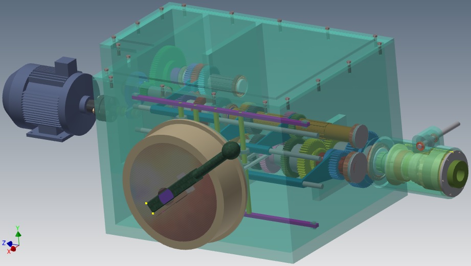 3D модель Коробка скоростей продольно-фрезерного станка - число ступеней частот вращения: 24
