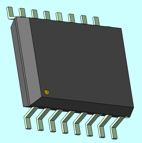 3D модель Микросхема SOIC для четного количества контактов в ряду (параметрическая модель)