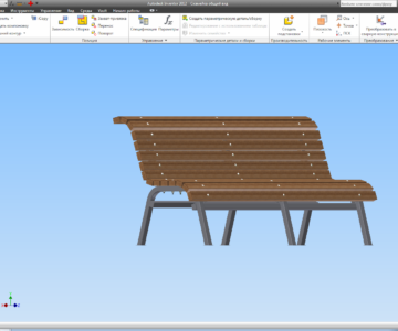 3D модель Скамья 3 D модель в Inventor