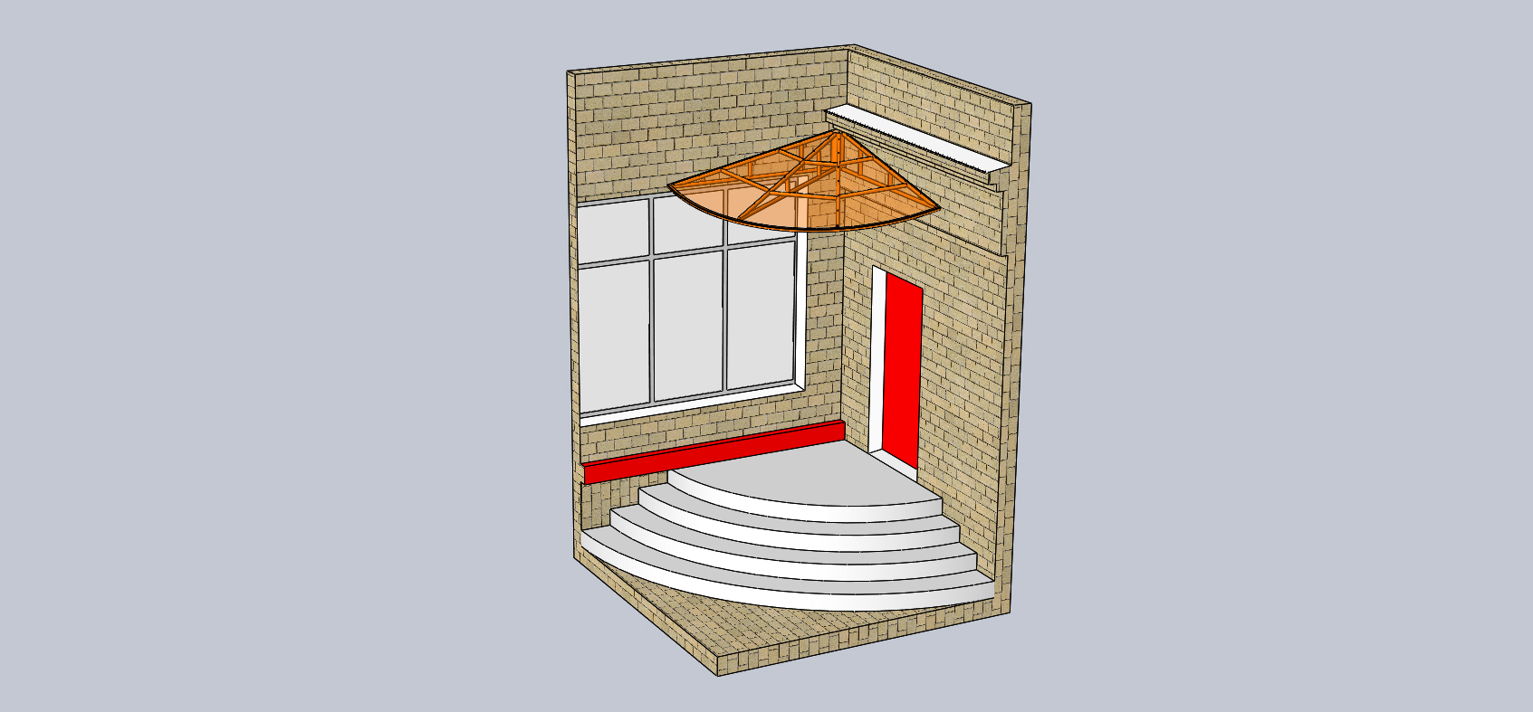 3D модель Навес над крыльцом полукруглый