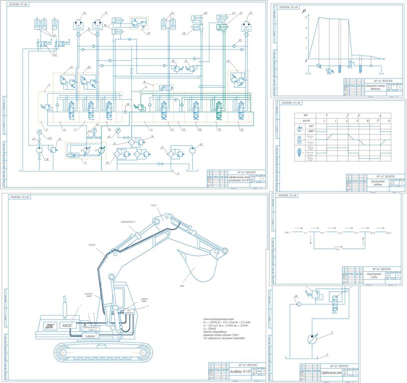 Чертеж Расчет и выбор параметров гидропривода исполнительного устройства СДМ (экскаватор ЭО-4121)