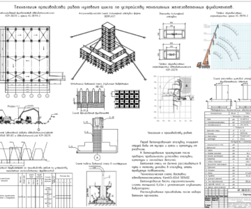 Чертеж Технология производства работ нулевого цикла по устройству монолитных железобетонных фундаментов (щитовая опалубка)