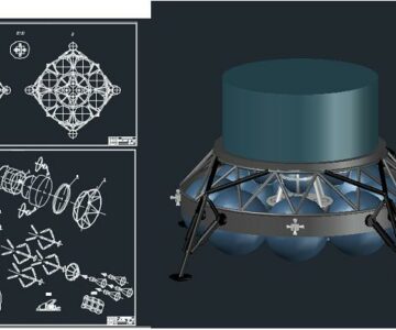 Чертеж Проектная разработка посадочного модуля для доставки полезного груза на Луну