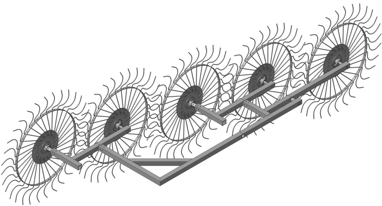 3D модель Грабли ворошители пяти колесные