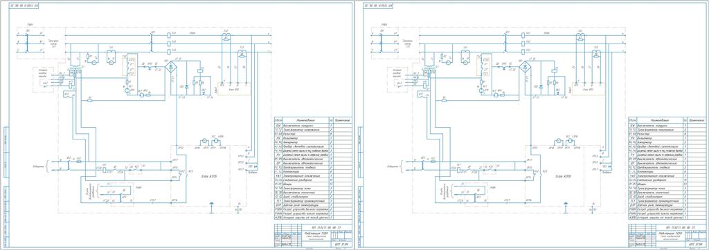 Чертеж Расчет электроснабжения ленточного конвейера Л1000КУ; Подстанция ТСВП/6 Схема электрическая принципиальная; Схема электрическая принципиальная