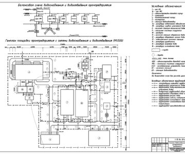 Чертеж Система водоснабжения промышленного предприятия (Генплан п/п (М 1:1000) – Вариант №3.)